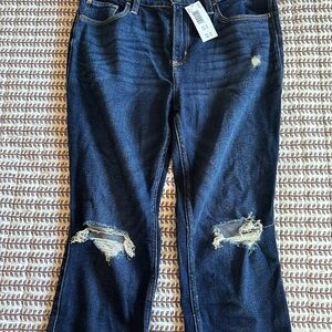 SOLD Abercrombie & Fitch Dark Blue Distressed Straight Leg Jeans